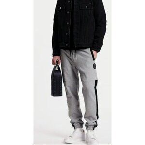 NEW Coach Signature Tape Men's Joggers Gray Black Size XS Sweatpants